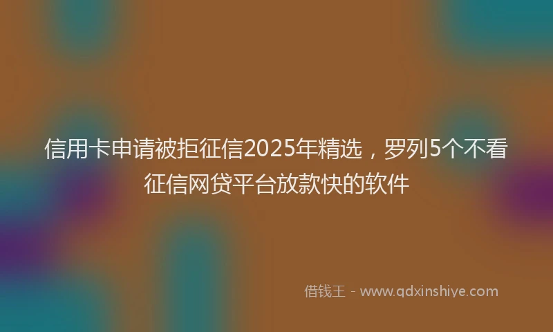 信用卡申请被拒征信2025年精选，罗列5个不看征信网贷平台放款快的软件