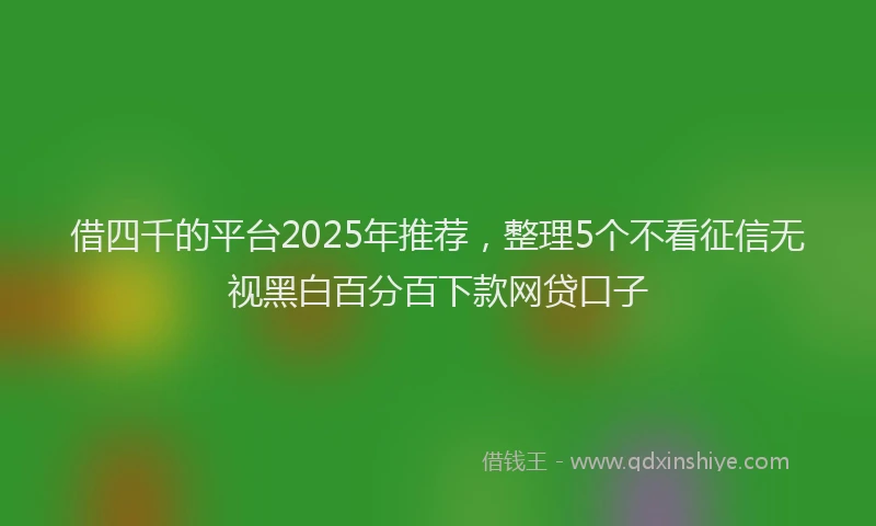 借四千的平台2025年推荐，整理5个不看征信无视黑白百分百下款网贷口子