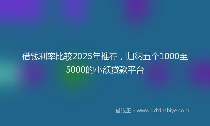 借钱利率比较2025年推荐，归纳五个1000至5000的小额贷款平台