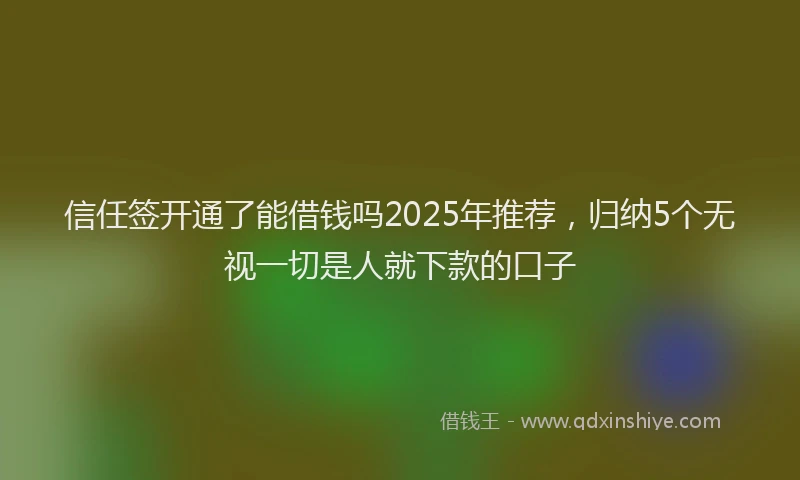 信任签开通了能借钱吗2025年推荐，归纳5个无视一切是人就下款的口子