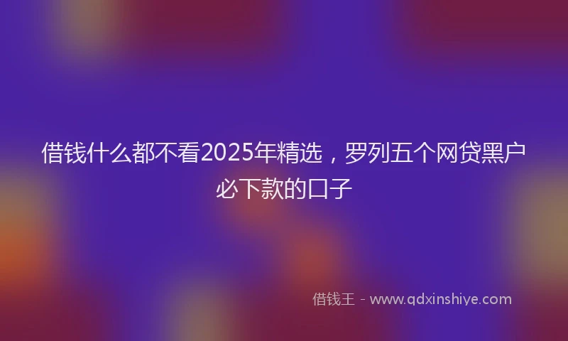 借钱什么都不看2025年精选，罗列五个网贷黑户必下款的口子