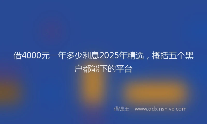 借4000元一年多少利息2025年精选，概括五个黑户都能下的平台