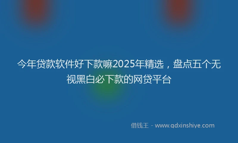 今年贷款软件好下款嘛2025年精选，盘点五个无视黑白必下款的网贷平台