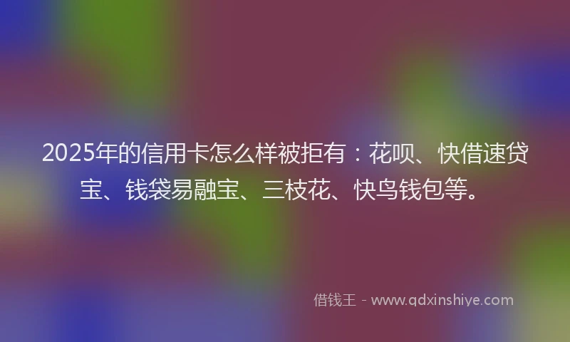 2025年的信用卡怎么样被拒有：花呗、快借速贷宝、钱袋易融宝、三枝花、快鸟钱包等。