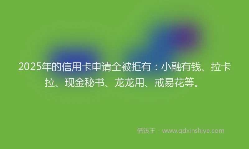 2025年的信用卡申请全被拒有：小融有钱、拉卡拉、现金秘书、龙龙用、戒易花等。