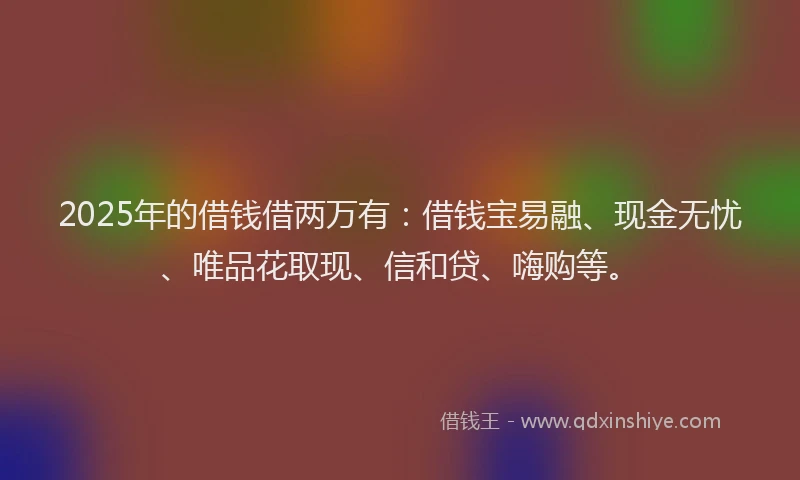 2025年的借钱借两万有：借钱宝易融、现金无忧、唯品花取现、信和贷、嗨购等。