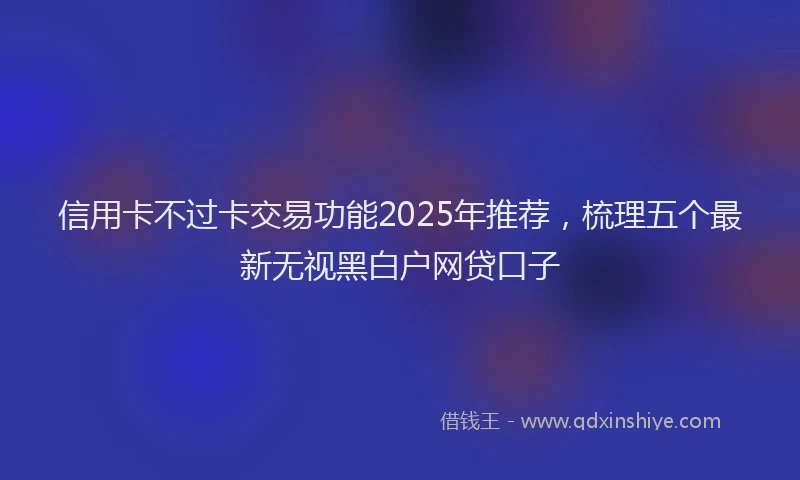 信用卡不过卡交易功能2025年推荐，梳理五个最新无视黑白户网贷口子