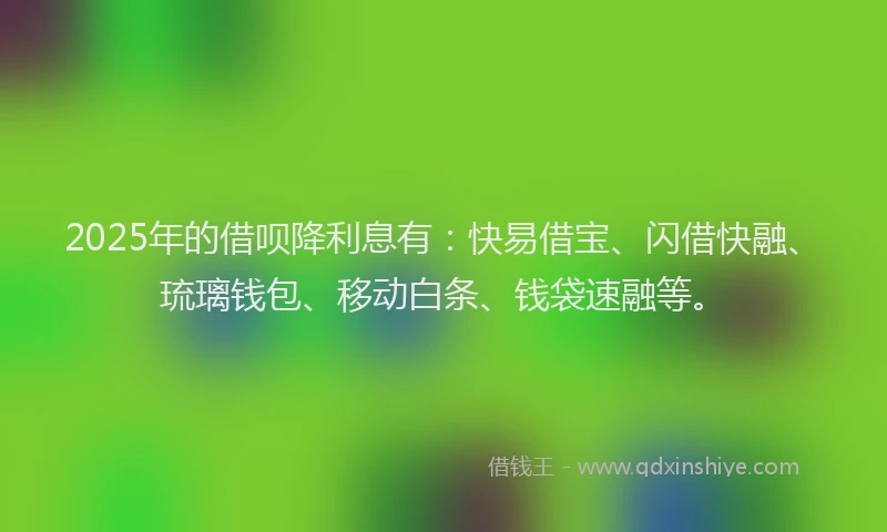 2025年的借呗降利息有：快易借宝、闪借快融、琉璃钱包、移动白条、钱袋速融等。