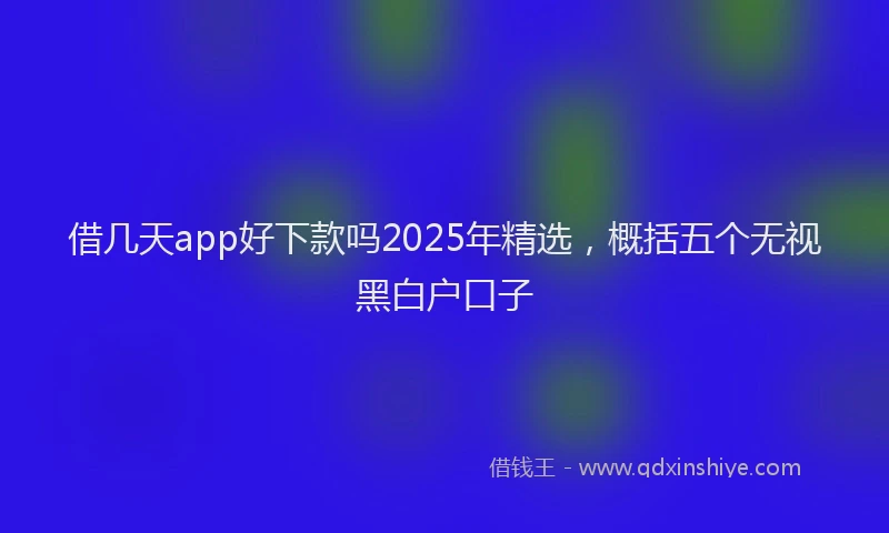 借几天app好下款吗2025年精选，概括五个无视黑白户口子