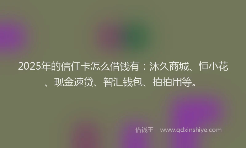 2025年的信任卡怎么借钱有：沐久商城、恒小花、现金速贷、智汇钱包、拍拍用等。