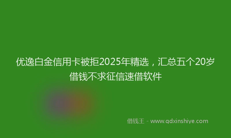 优逸白金信用卡被拒2025年精选，汇总五个20岁借钱不求征信速借软件