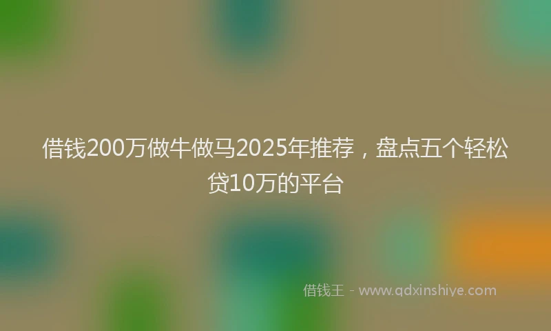 借钱200万做牛做马2025年推荐，盘点五个轻松贷10万的平台