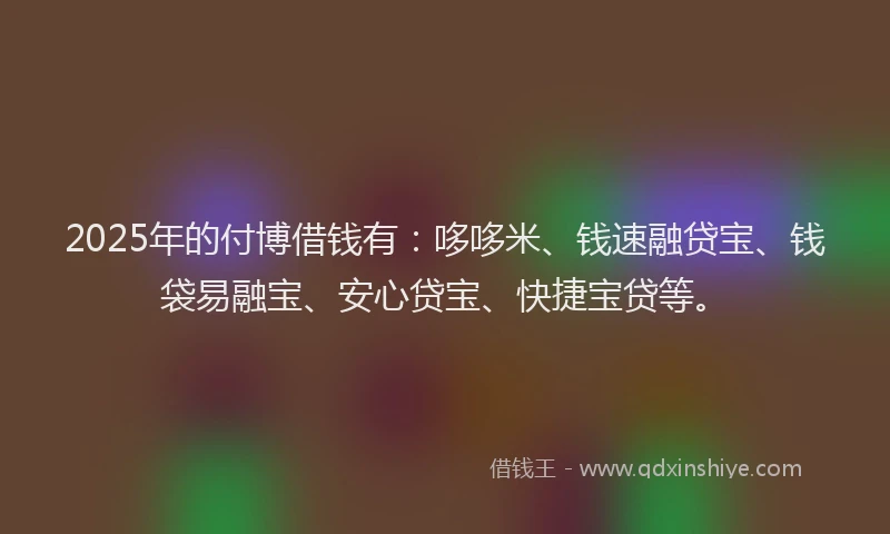 2025年的付博借钱有：哆哆米、钱速融贷宝、钱袋易融宝、安心贷宝、快捷宝贷等。