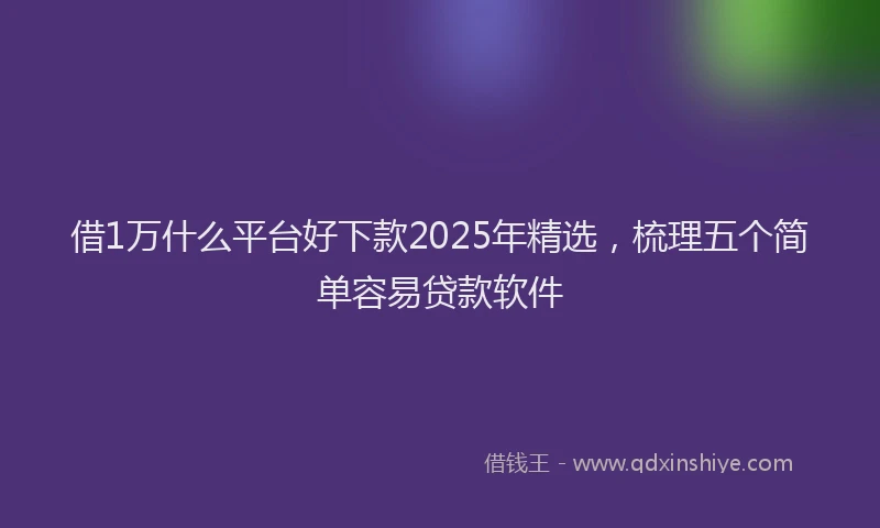 借1万什么平台好下款2025年精选，梳理五个简单容易贷款软件