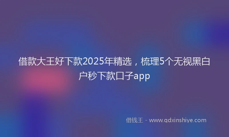 借款大王好下款2025年精选，梳理5个无视黑白户秒下款口子app