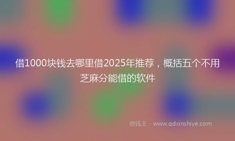 借1000块钱去哪里借2025年推荐，概括五个不用芝麻分能借的软件