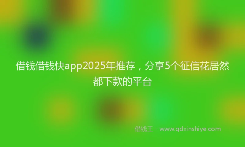 借钱借钱快app2025年推荐，分享5个征信花居然都下款的平台