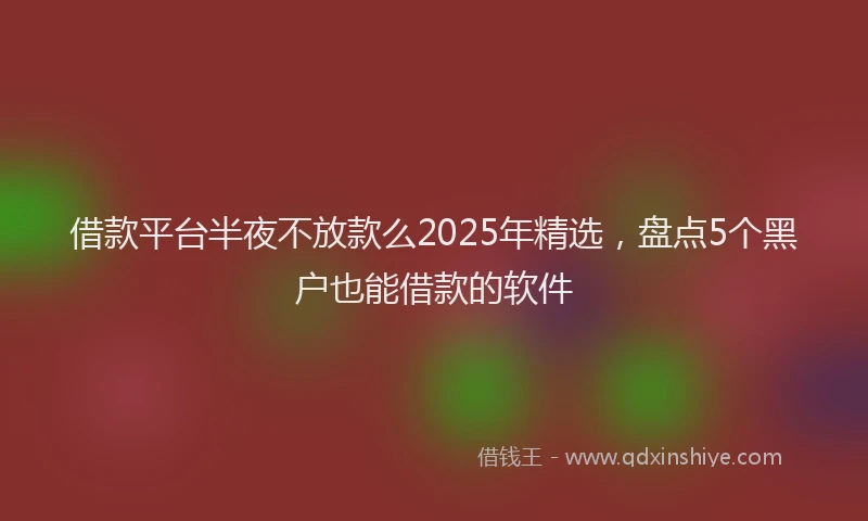 借款平台半夜不放款么2025年精选，盘点5个黑户也能借款的软件