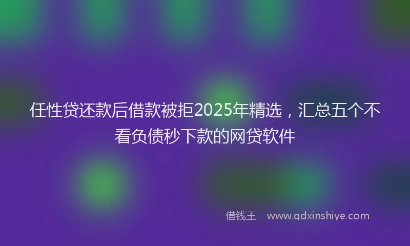 任性贷还款后借款被拒2025年精选，汇总五个不看负债秒下款的网贷软件