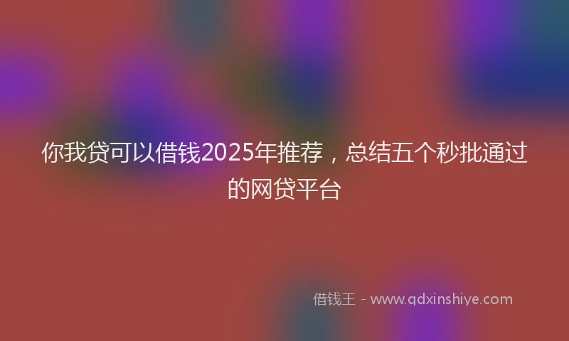 你我贷可以借钱2025年推荐，总结五个秒批通过的网贷平台