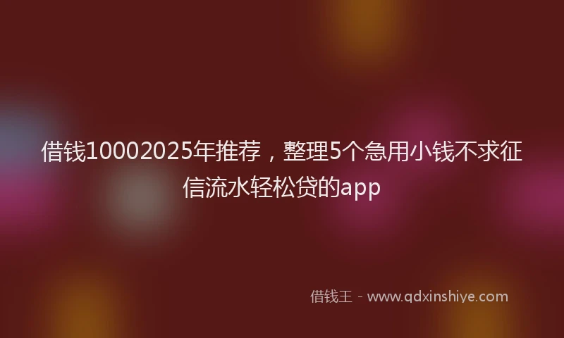 借钱10002025年推荐，整理5个急用小钱不求征信流水轻松贷的app