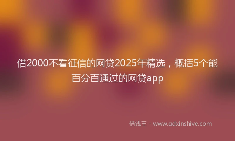 借2000不看征信的网贷2025年精选，概括5个能百分百通过的网贷app