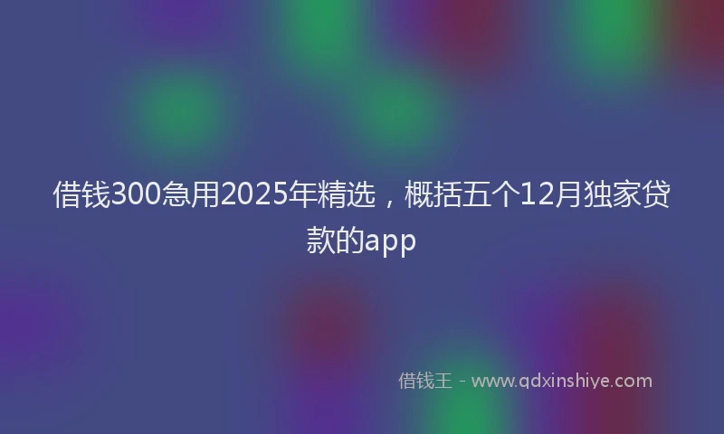 借钱300急用2025年精选，概括五个12月独家贷款的app
