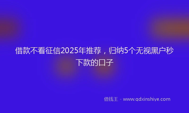 借款不看征信2025年推荐，归纳5个无视黑户秒下款的口子