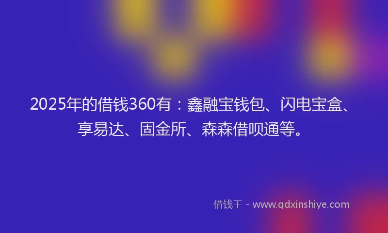 2025年的借钱360有：鑫融宝钱包、闪电宝盒、享易达、固金所、森森借呗通等。