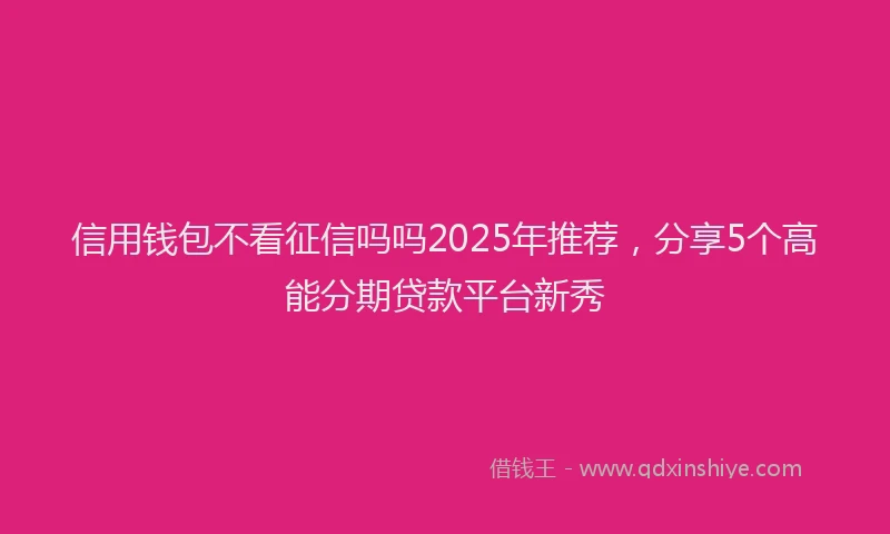 信用钱包不看征信吗吗2025年推荐，分享5个高能分期贷款平台新秀