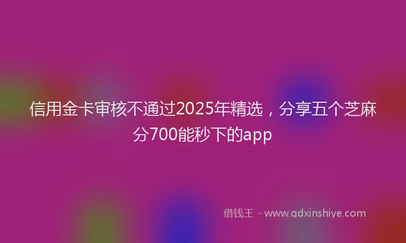 信用金卡审核不通过2025年精选，分享五个芝麻分700能秒下的app