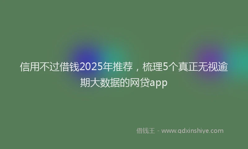 信用不过借钱2025年推荐，梳理5个真正无视逾期大数据的网贷app