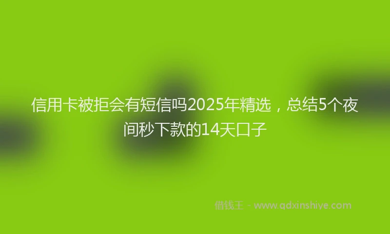 信用卡被拒会有短信吗2025年精选，总结5个夜间秒下款的14天口子