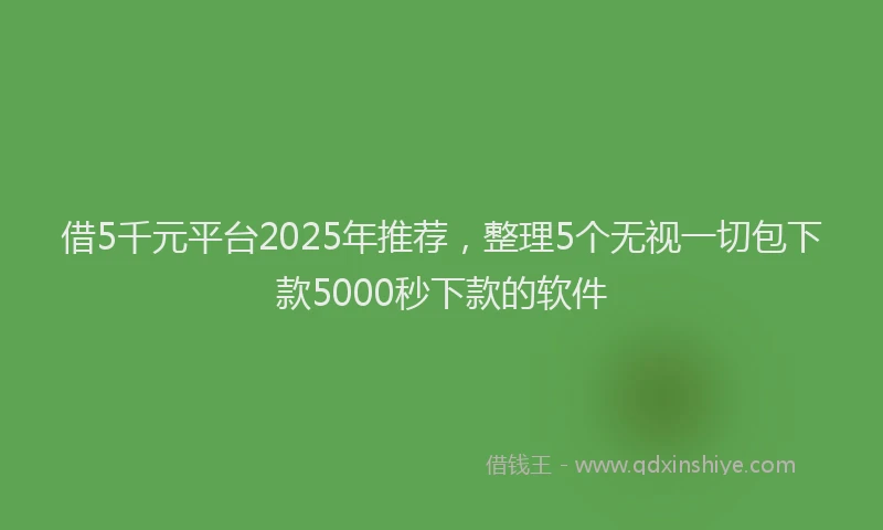 借5千元平台2025年推荐，整理5个无视一切包下款5000秒下款的软件