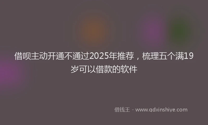 借呗主动开通不通过2025年推荐，梳理五个满19岁可以借款的软件