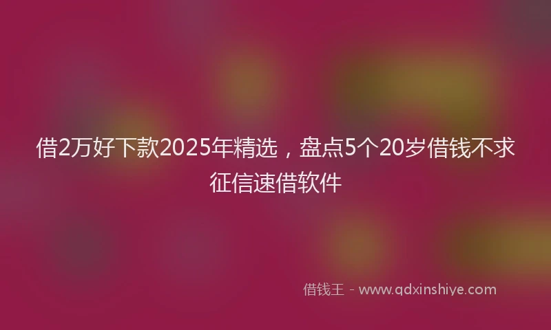 借2万好下款2025年精选，盘点5个20岁借钱不求征信速借软件