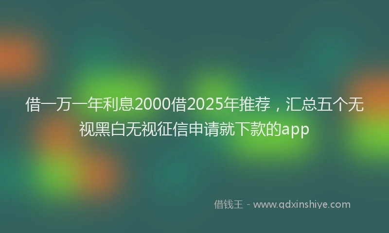 借一万一年利息2000借2025年推荐，汇总五个无视黑白无视征信申请就下款的app