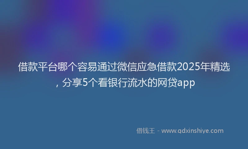 借款平台哪个容易通过微信应急借款2025年精选，分享5个看银行流水的网贷app