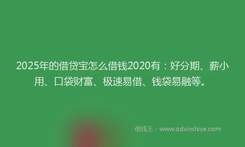2025年的借贷宝怎么借钱2020有：好分期、薪小用、口袋财富、极速易借、钱袋易融等。
