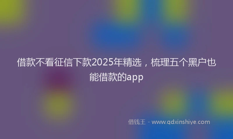 借款不看征信下款2025年精选，梳理五个黑户也能借款的app