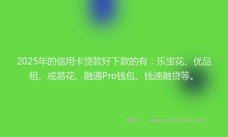 2025年的信用卡贷款好下款的有：乐宝花、优品租、戒易花、融通Pro钱包、钱速融贷等。