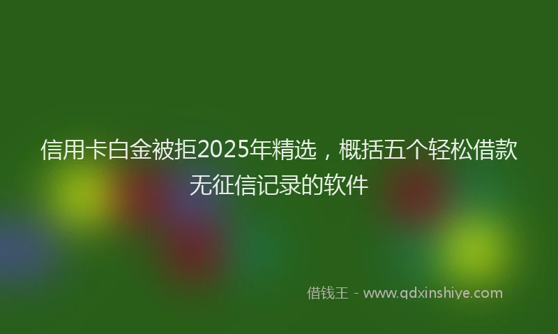 信用卡白金被拒2025年精选，概括五个轻松借款无征信记录的软件