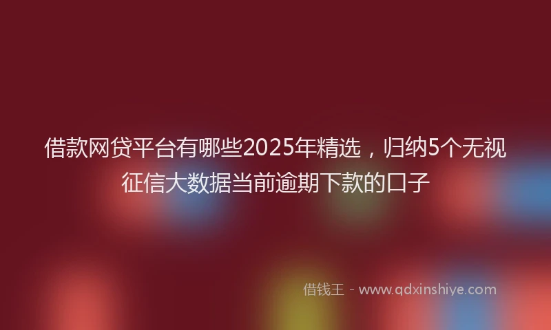 借款网贷平台有哪些2025年精选，归纳5个无视征信大数据当前逾期下款的口子