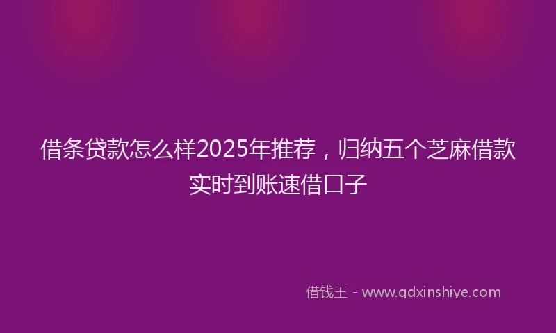 借条贷款怎么样2025年推荐，归纳五个芝麻借款实时到账速借口子