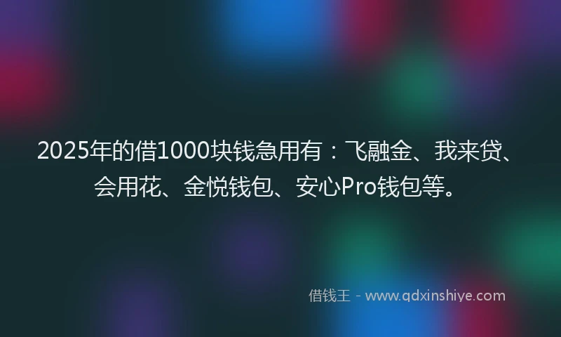2025年的借1000块钱急用有：飞融金、我来贷、会用花、金悦钱包、安心Pro钱包等。