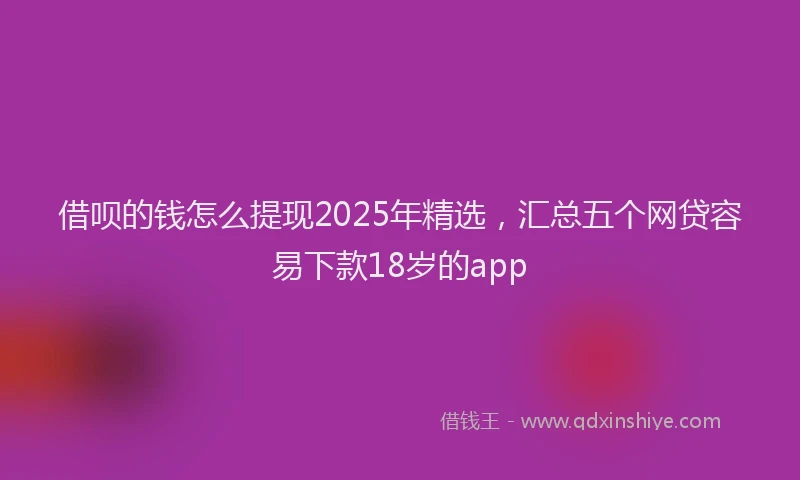 借呗的钱怎么提现2025年精选，汇总五个网贷容易下款18岁的app