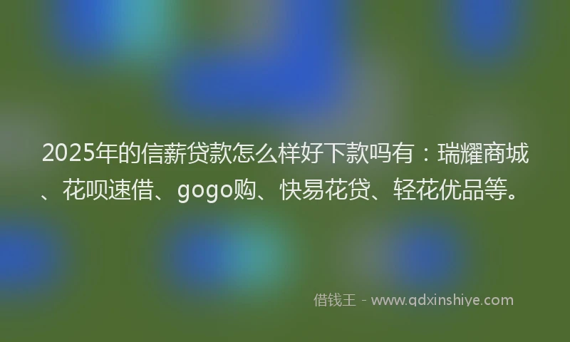 2025年的信薪贷款怎么样好下款吗有：瑞耀商城、花呗速借、gogo购、快易花贷、轻花优品等。