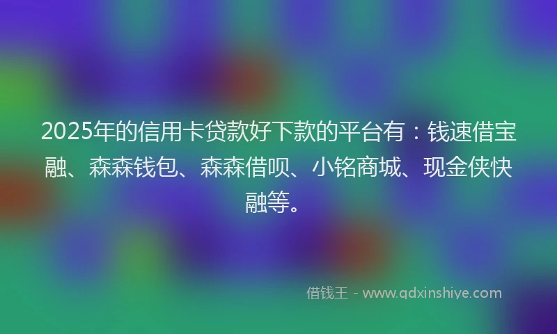 2025年的信用卡贷款好下款的平台有：钱速借宝融、森森钱包、森森借呗、小铭商城、现金侠快融等。