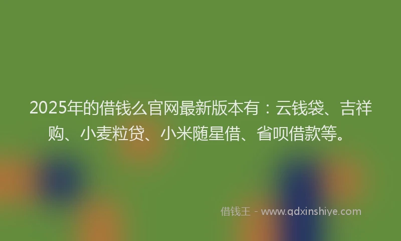 2025年的借钱么官网最新版本有：云钱袋、吉祥购、小麦粒贷、小米随星借、省呗借款等。