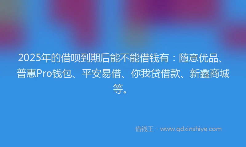 2025年的借呗到期后能不能借钱有：随意优品、普惠Pro钱包、平安易借、你我贷借款、新鑫商城等。